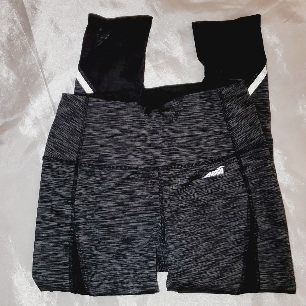 Avia Women's Active Wear Legging with Grey Stripes on Legs 231